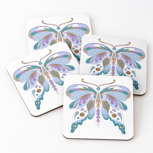 Item preview, Butterfly, hand-drawn and distressed, teal, blue designed and sold by VivecaChenoweth.