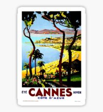 Vintage Cannes Travel Poster Sticker