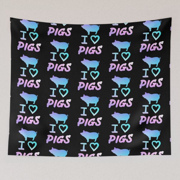Item preview, I Love Pigs, Blue and Purple Pig  designed and sold by Mochi-Merch.