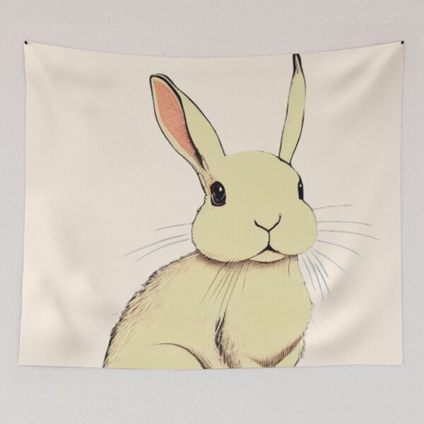 Item preview, White American Bunny Lovely Cute Rabbit Drawing designed and sold by wigobun.