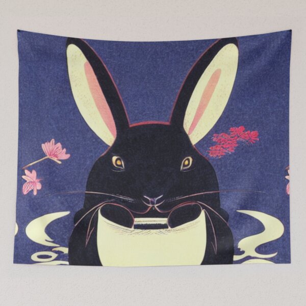 Item preview, Cute Floral Black Otter Netherland Dwarf Rabbit Bunny designed and sold by wigobun.