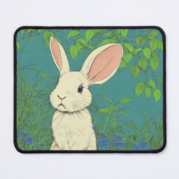 Item preview, Cute Floral White Dwarf Rabbit Bunny with Big Pointy Ears Giant Baby Flemish Rabbit  designed and sold by wigobun.