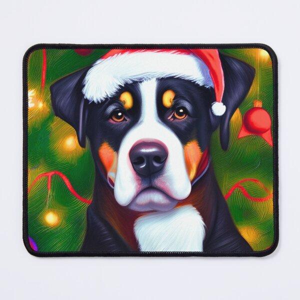 Item preview, Greater Swiss Mountain Dog Wearing A Santa Hat designed and sold by ZenEverAI.