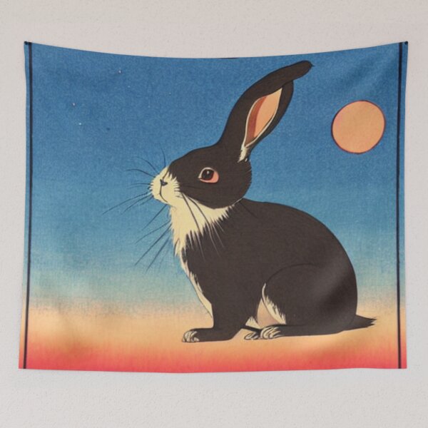Item preview, Vintage Retro 80s Beautiful Black Mini Rex Bunny Mom of Rex Rabbit designed and sold by wigobun.