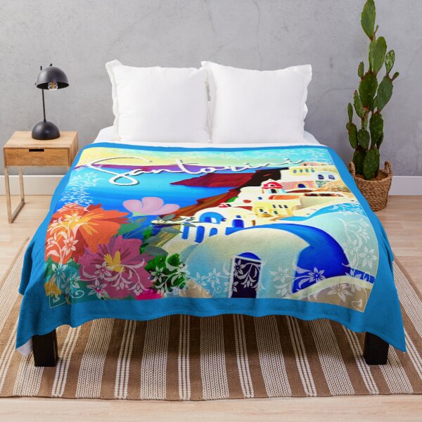 Item preview, Santorini Harbor - Painting 5 - Throw Pillows and Prints. designed and sold by ScatterHub.