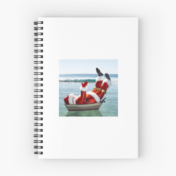 Item preview, Papá Noel boca abajo en un bote en la playa designed and sold by unbleepable.