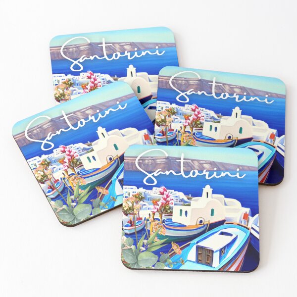 Item preview, Santorini Harbor - Painting 6 - Throw Pillows and Prints.  designed and sold by ScatterHub.