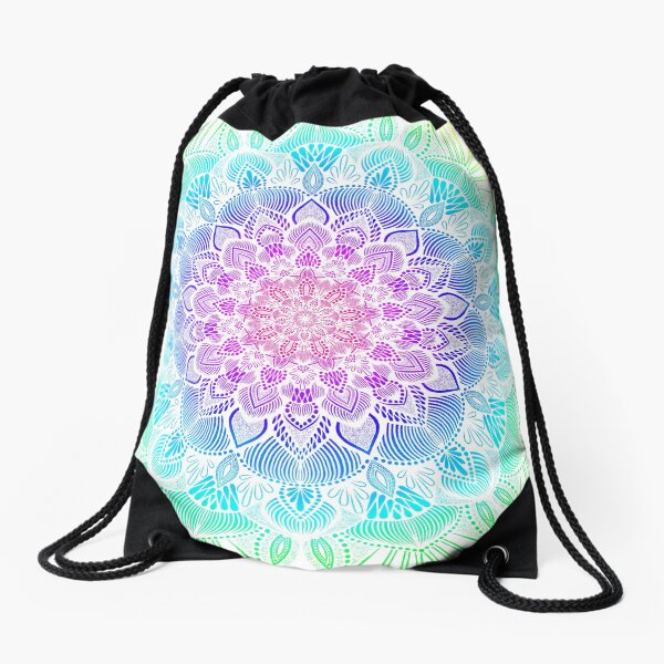 Rainbow Mandala Drawstring Bag