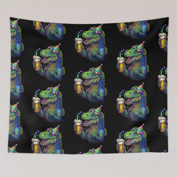 Item preview, Party Rex - Neon T-Rex Dinosaur Drinking Bubble Tea  designed and sold by AwakenedSoul.