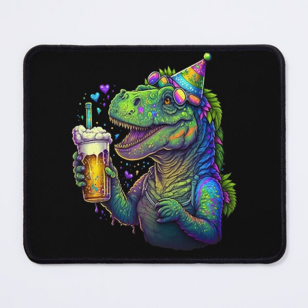 Item preview, Party Rex - Neon T-Rex Dinosaur Drinking Bubble Tea designed and sold by AwakenedSoul.