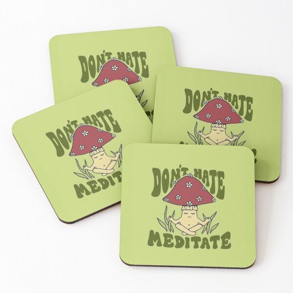 Item preview, dont hate meditate mushroom tales cute minimal illustration  designed and sold by Anavrisss.