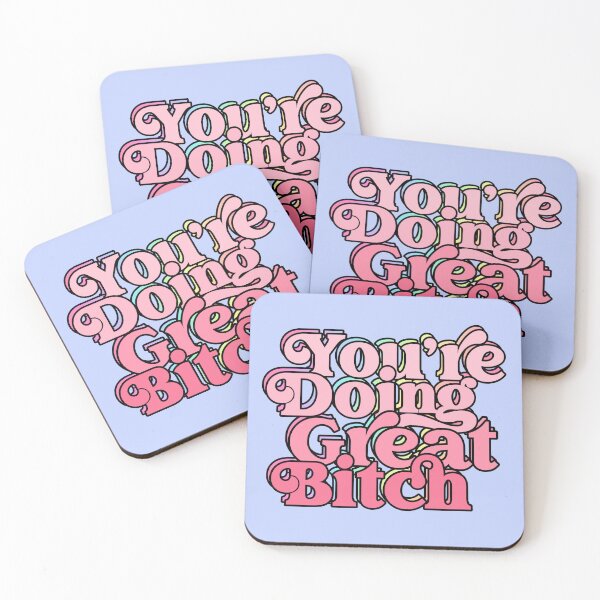 Item preview, You Are Doing Great Bitch Pastel Pink Retro Bold Swash Typography Quote designed and sold by Cawaiico.