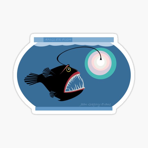 Item preview, ANGLERFISH IN FISH BOWL designed and sold by Jean Gregory Evans.