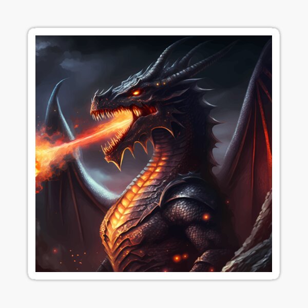 Artikel-Vorschau von Dunkle Fantasie feuerspeiender Drache Version 2, designt und verkauft von PM-Artistic.