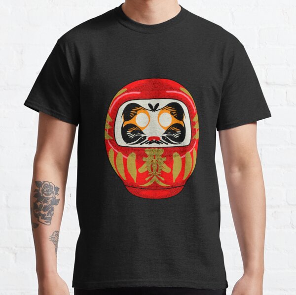 Japanese Daruma Doll Painted T-Shirt L / Black