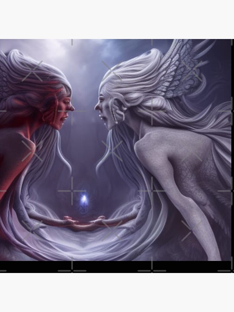 Angel And A Demon Facing Eachother Symbolysing Yin And Yang Good And Bad Poster For Sale By 4155