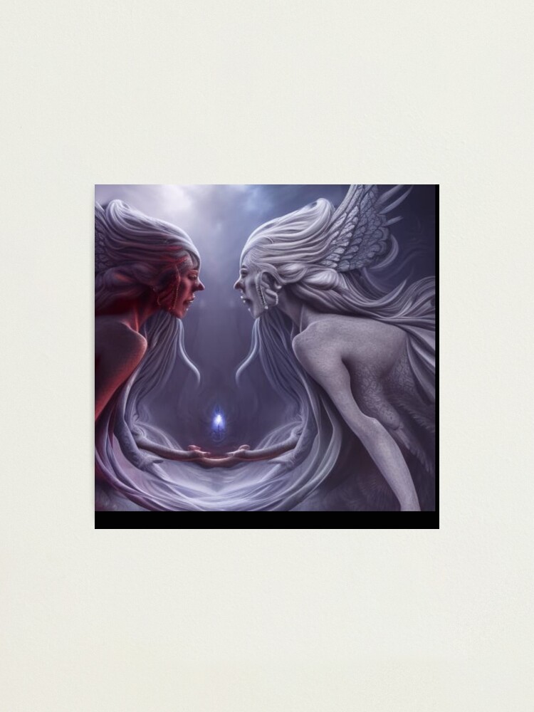 Angel And A Demon Facing Eachother Symbolysing Yin And Yang Good And Bad Photographic Print 3094