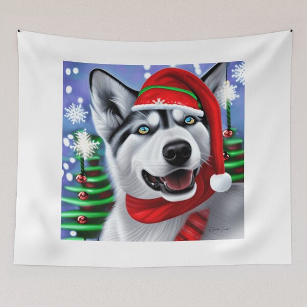 Item preview, A Very Merry Husky Christmas, Dog Art, Ai Art, Husky designed and sold by ksan30.