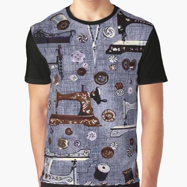 Vintage Sewing Machines Seamstress Pattern Graphic T-Shirt
