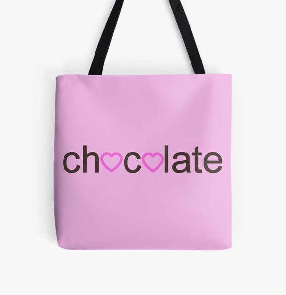 Chocolate Big Love Shirt with Pink Hearts All Over Print Tote Bag