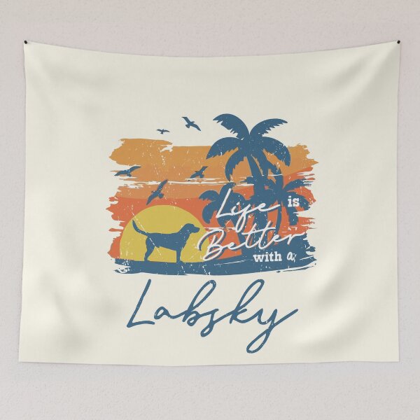 Item preview, Life is Better With Labsky Beach Sunset Retro Vintage designed and sold by rafaeltto.