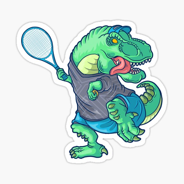 "Tennis Saurus T Rex Dinosaur with Tennis Racket Funny Dinosaur Tennis