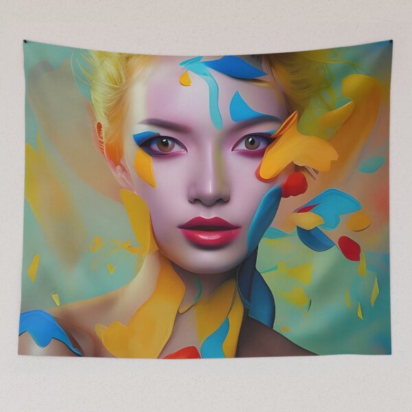 Item preview, Ethereal Beauty: A Colorful Surreal Woman Portrait designed and sold by artmanikin.