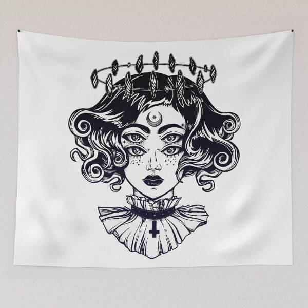 Item preview, Witch with Four Eyes and Halo of Crystals designed and sold by Magnetic Pajama.