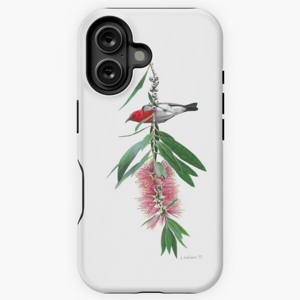 Item preview, Scarlet Honeyeater and callistemon flower designed and sold by LouiseApril.