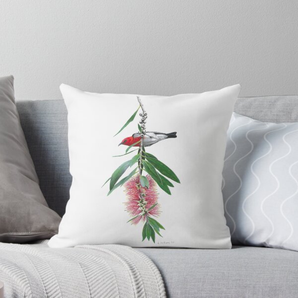 Item preview, Scarlet Honeyeater and callistemon flower designed and sold by LouiseApril.