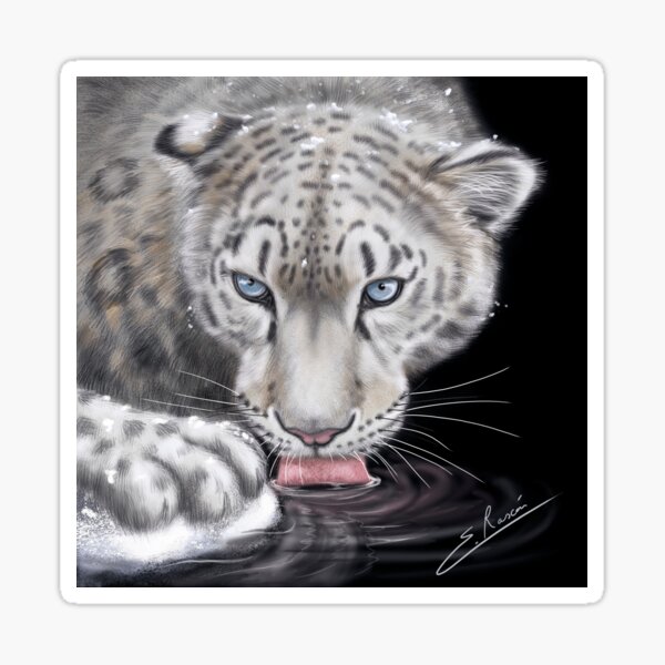 Snow Leopard Sticker For Sale By Elerascon Redbubble