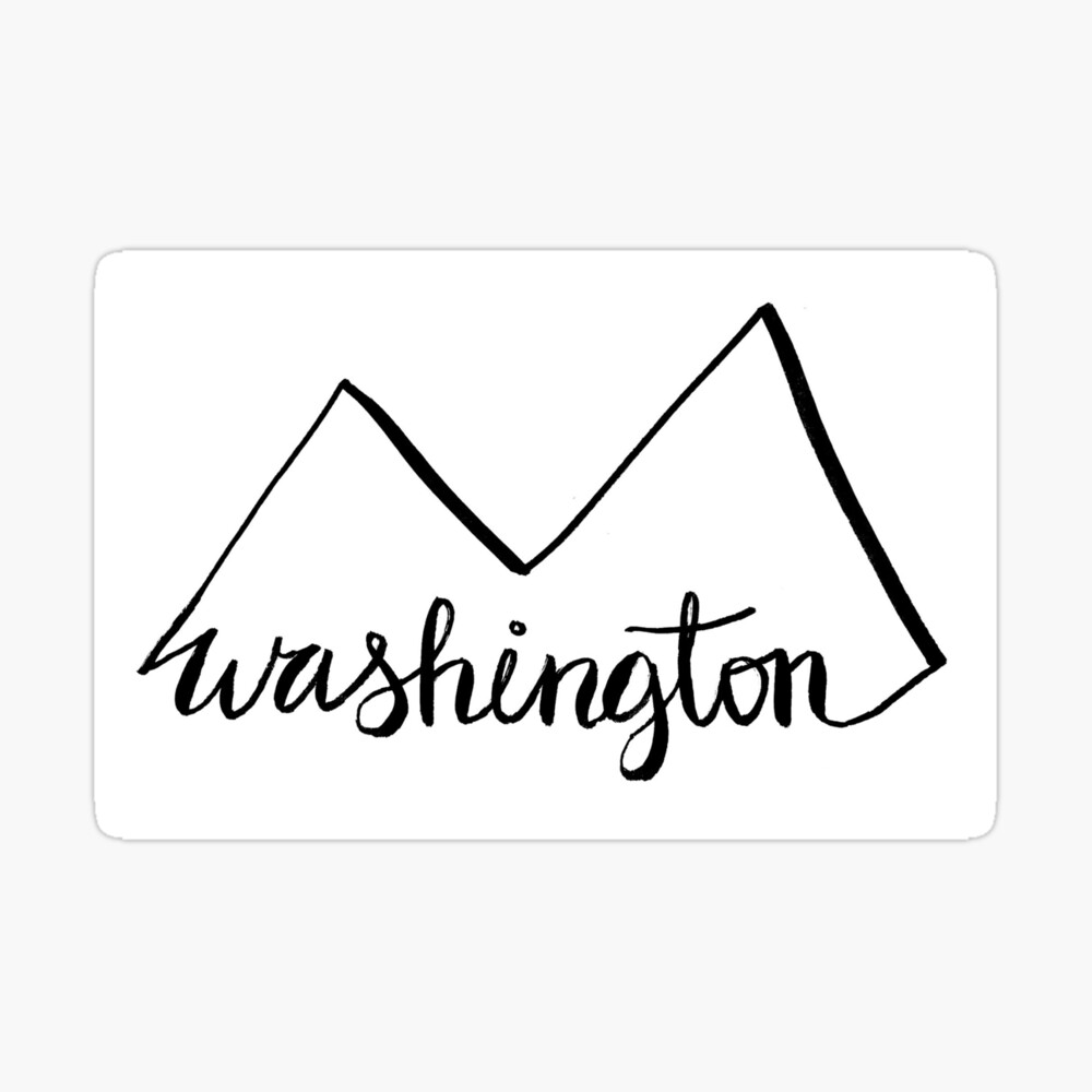 Washington State And Mountains Outline Logo Art Board Print By Eashleigh Redbubble