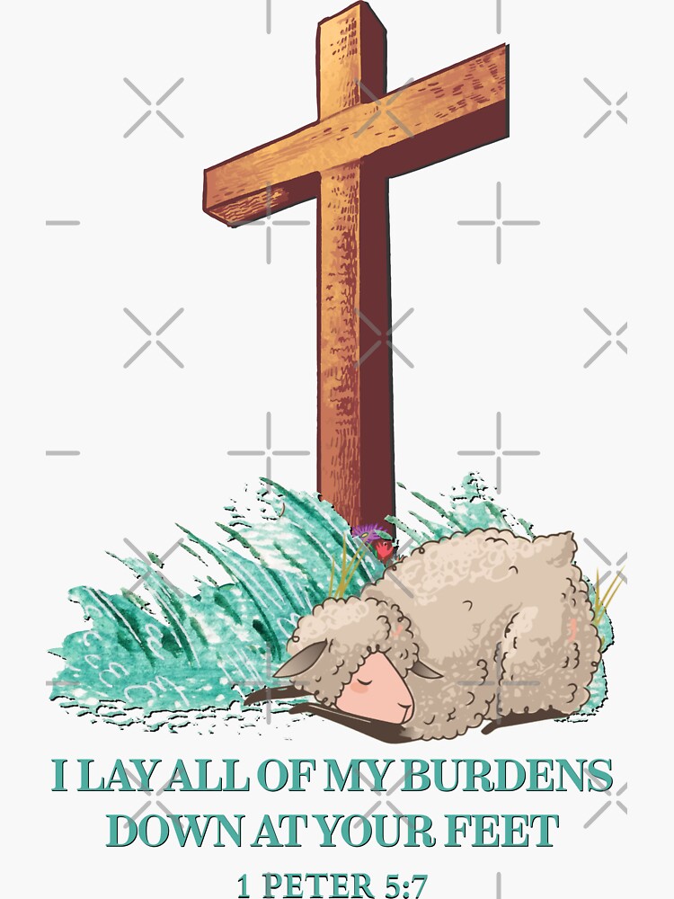 Pegatina «Pongo todas mis cargas a tus pies 1 Pedro 5 Versículo 7