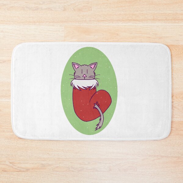 Item preview, Cute Cat in a Christmas Stocking While it's Snowing designed and sold by okkayve.