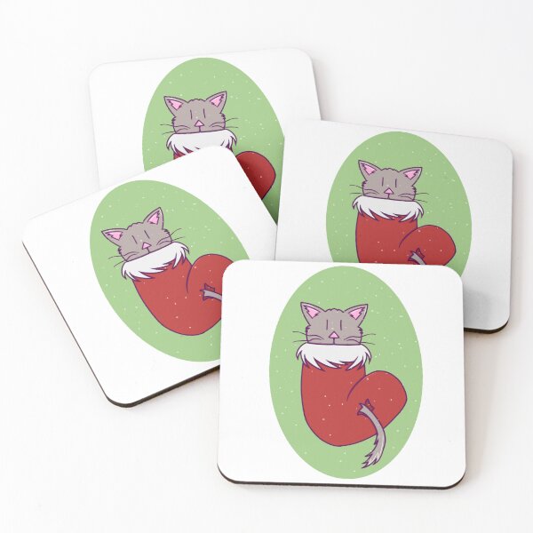 Item preview, Cute Cat in a Christmas Stocking While it's Snowing designed and sold by okkayve.