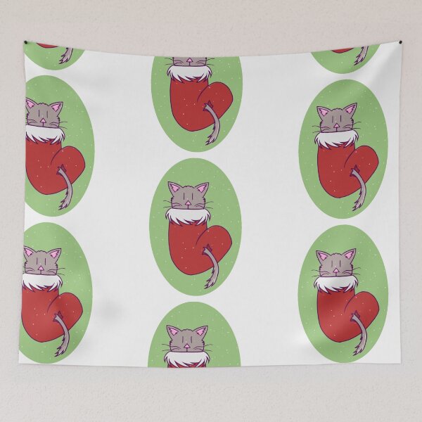 Item preview, Cute Cat in a Christmas Stocking While it's Snowing designed and sold by okkayve.