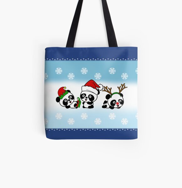 Pandas de Noël Tote bag doublé