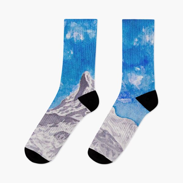Item preview, Watercolor simplified mountains with a dramatic blue sky, hand painted designed and sold by Chantellearts.
