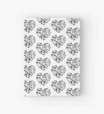 Cuaderno de tapa dura Corazones de notas de música en blanco y negro
