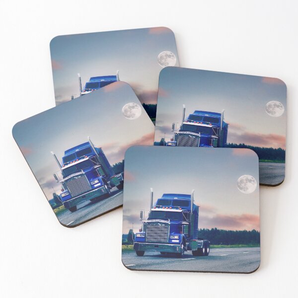 Item preview, American Semi Truck Bobtailing Under Full Moon designed and sold by Taina Sohlman.