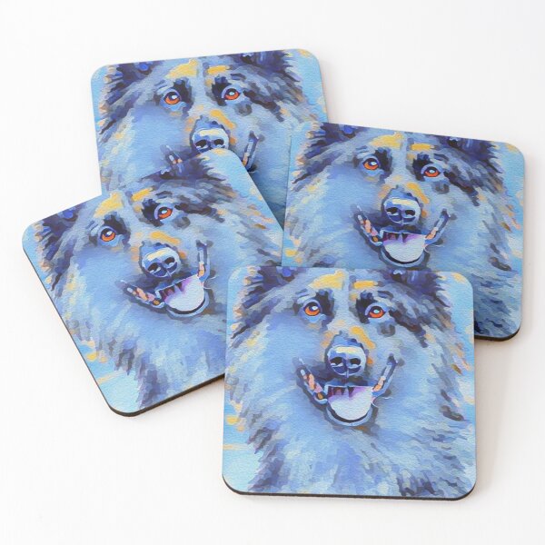 Item preview, Belgian Shepherd Groenendael Watercolor Painting Portrait In Blues designed and sold by Cuddlythopia.