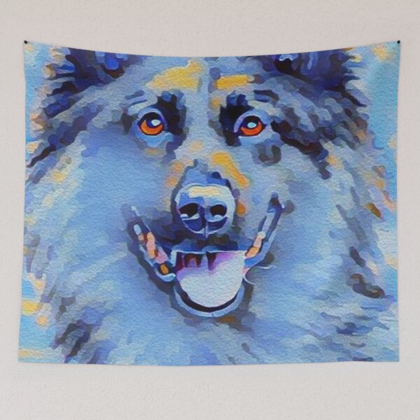 Item preview, Belgian Shepherd Groenendael Watercolor Painting Portrait In Blues designed and sold by Cuddlythopia.