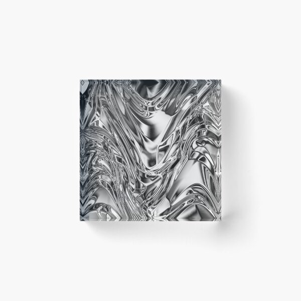 Silver Aluminium Molten Metal Digital Texture Acrylic Block