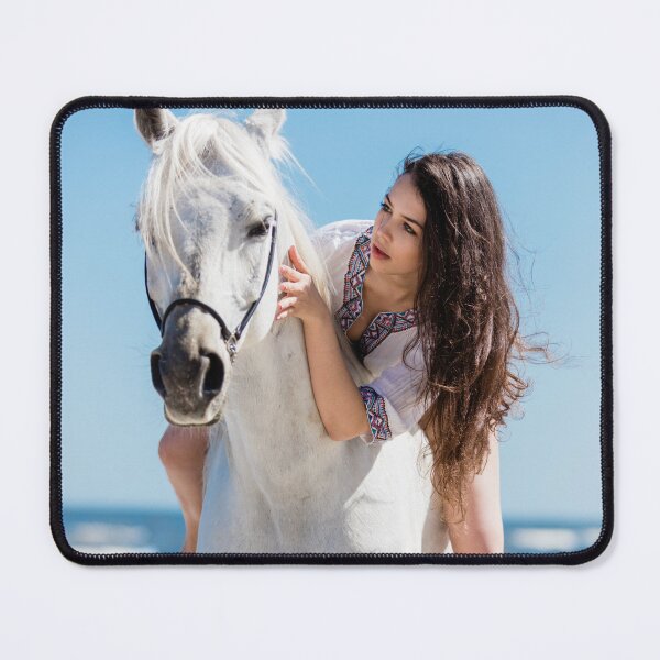 Item preview, Beautiful Woman back riding and bonding with her white horse designed and sold by HofTao.