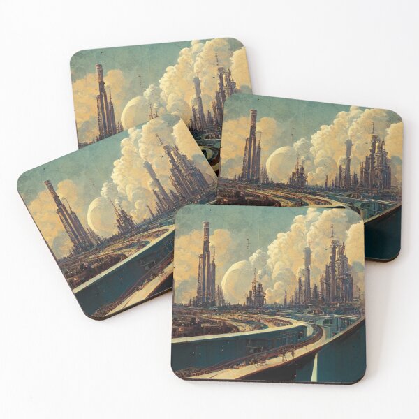 Item preview, Image of a futuristic city with skyscrapers. designed and sold by Maniock.
