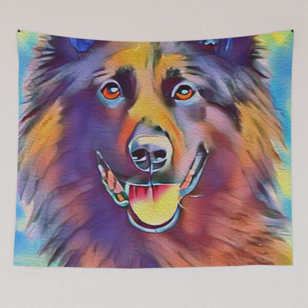 Item preview, Belgian Shepherd Groenendael Watercolor Summer Themed Portrait designed and sold by Cuddlythopia.