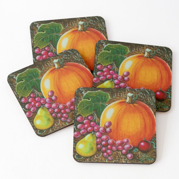 Item preview, Pumpkin Still life- Wood Carving (Acrylics on wood) designed and sold by Elaine Bawden.