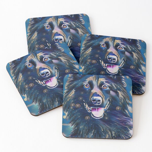 Item preview, Belgian Shepherd Groenendael Starry Night Watercolor Painting Portrait  designed and sold by Cuddlythopia.