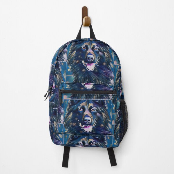 Item preview, Belgian Shepherd Groenendael Starry Night Watercolor Painting Portrait designed and sold by Cuddlythopia.
