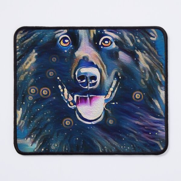 Item preview, Belgian Shepherd Groenendael Starry Night Watercolor Painting Portrait designed and sold by Cuddlythopia.